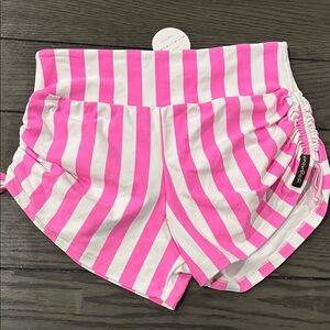 NWT Yogabela Lulu high waisted side string Pink and White Striped Shorts